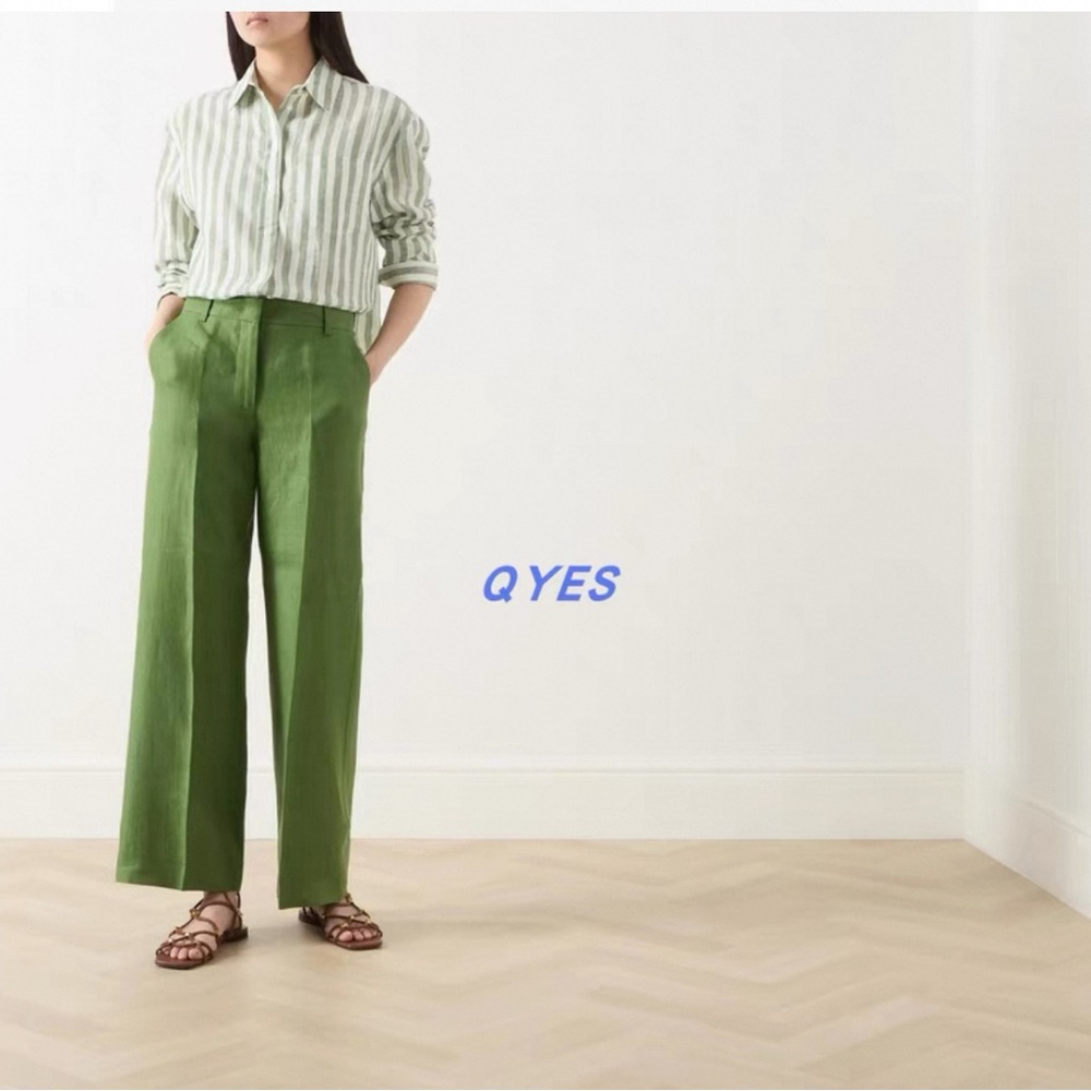 MaxMara Vibrant Green linen Trousers
